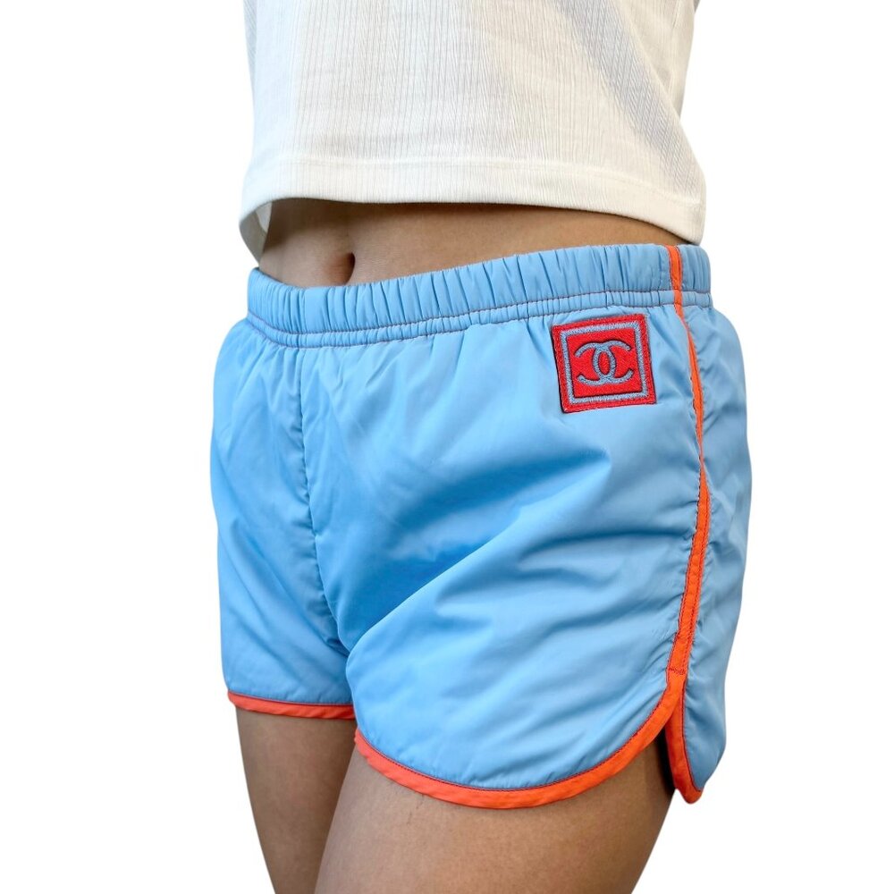 CHANEL Sport Vintage 02S CC Logo Short Pants #36 Shorts Blue Orange [104007]